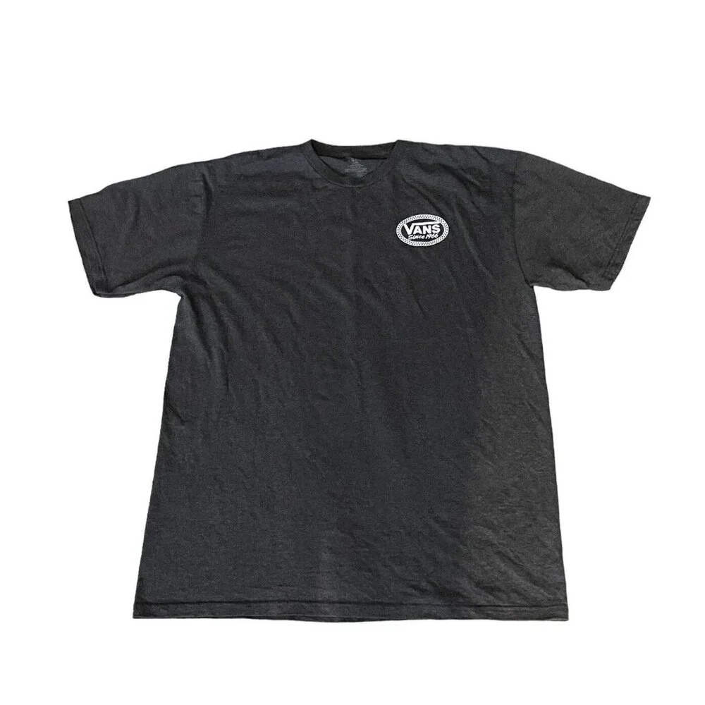 Vans Shirt Mens Large Dark Gray Crewneck Logo Short Sleeve Graphic Tee Lounge - Picture 3 of 6
